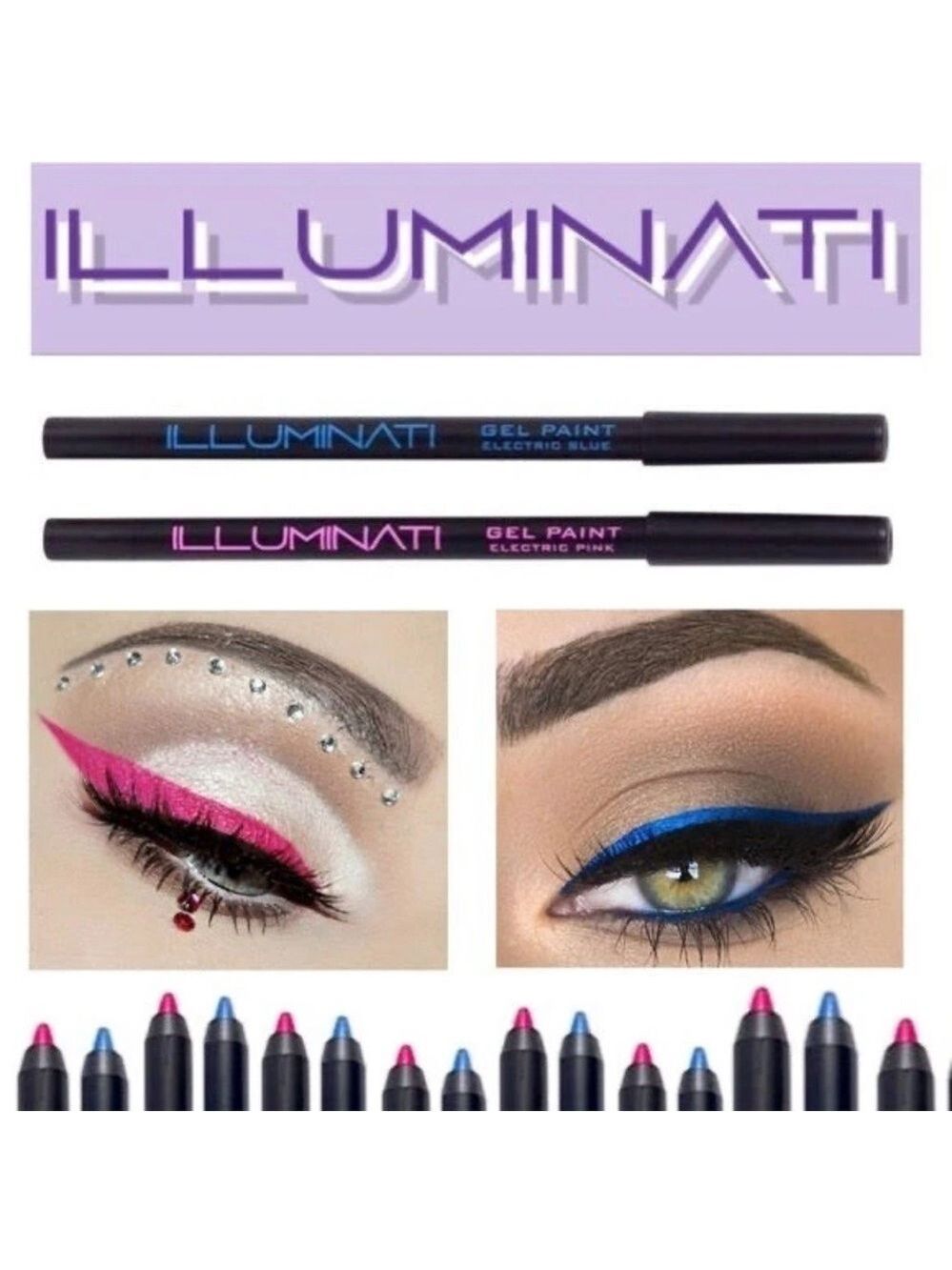 New/Sealed Illuminati Gel Paint Eyeliner Set in Electric Pink & Electric Blue
